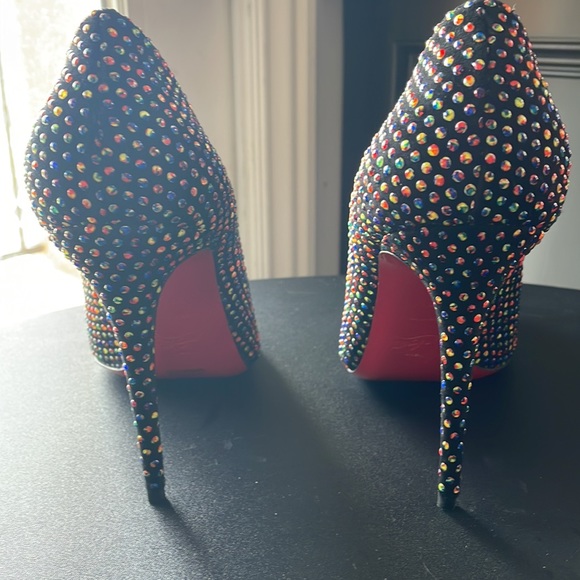 STUNNING CHRISTIAN LOUBOUTIN HEELS FIFI SUEDE 3D 39.5 Multi-color/black - Picture 3 of 9